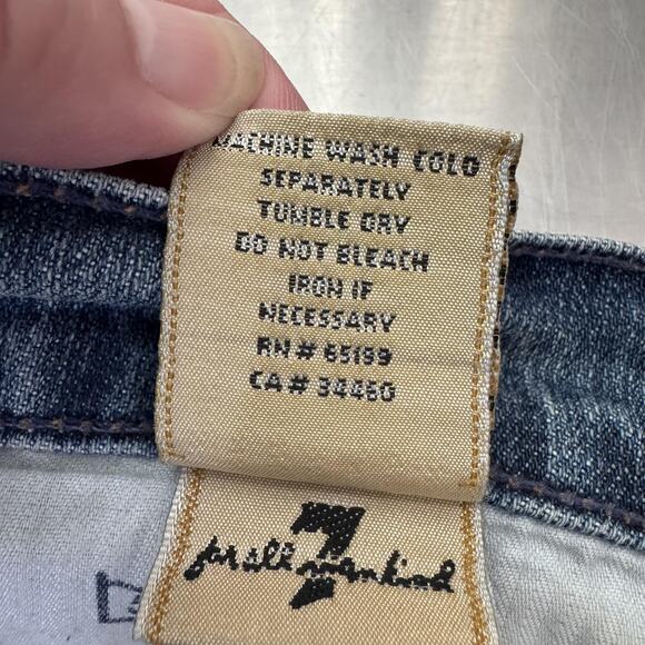 7 For All Mankind Jeans Womens 30 Flare Stretch Denim Distressed Made in USA - Picture 9 of 16